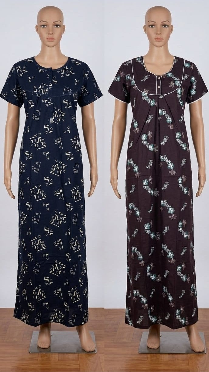 Printed Cotton Nightdress (Pack of 2)