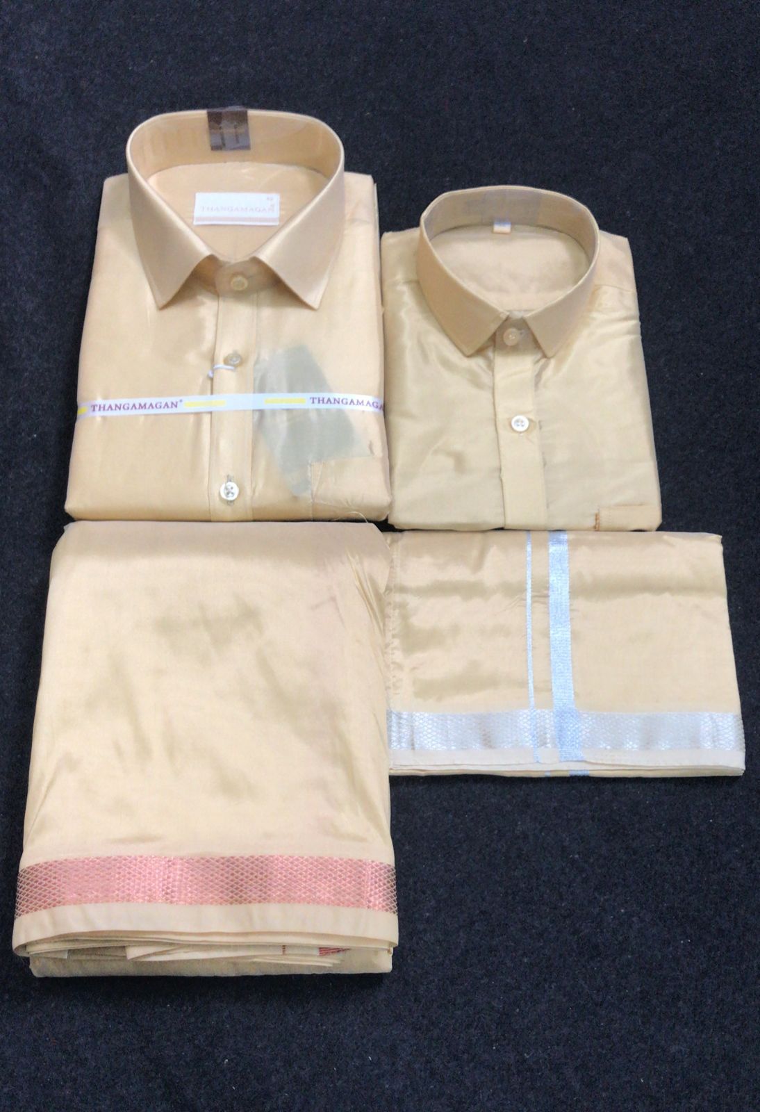 Dad Son Combo - Semi Silk Dhoti Set