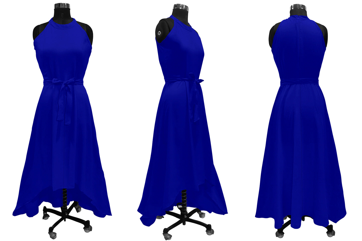 Western Wear Dress Polyster Royal Blue Solid Deltin S23 Royal Blue
