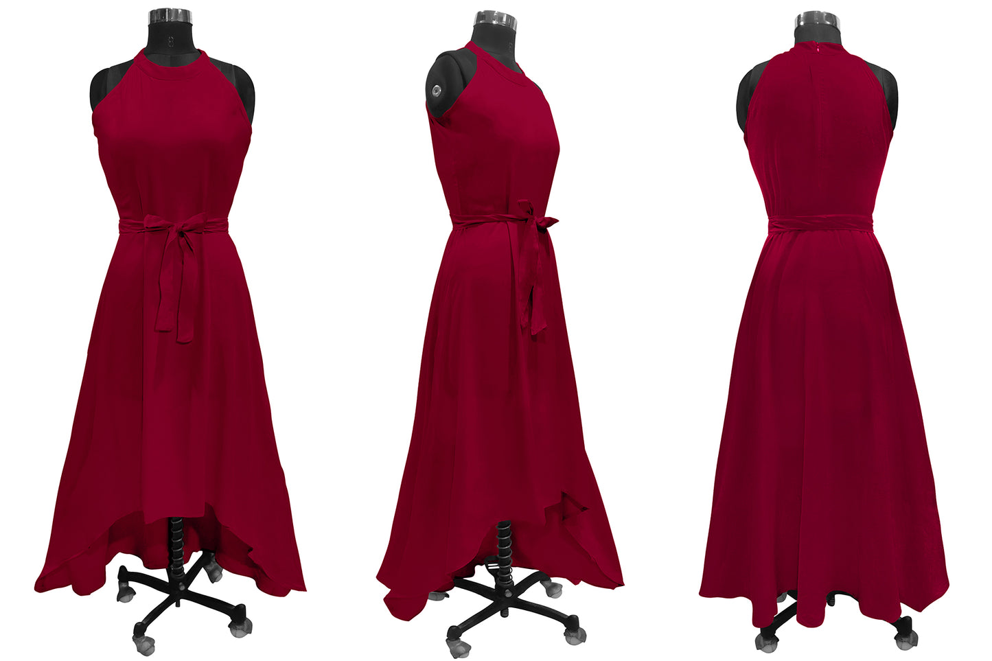 Western Wear Dress Polyster Maroon Solid Deltin S27 Maroon