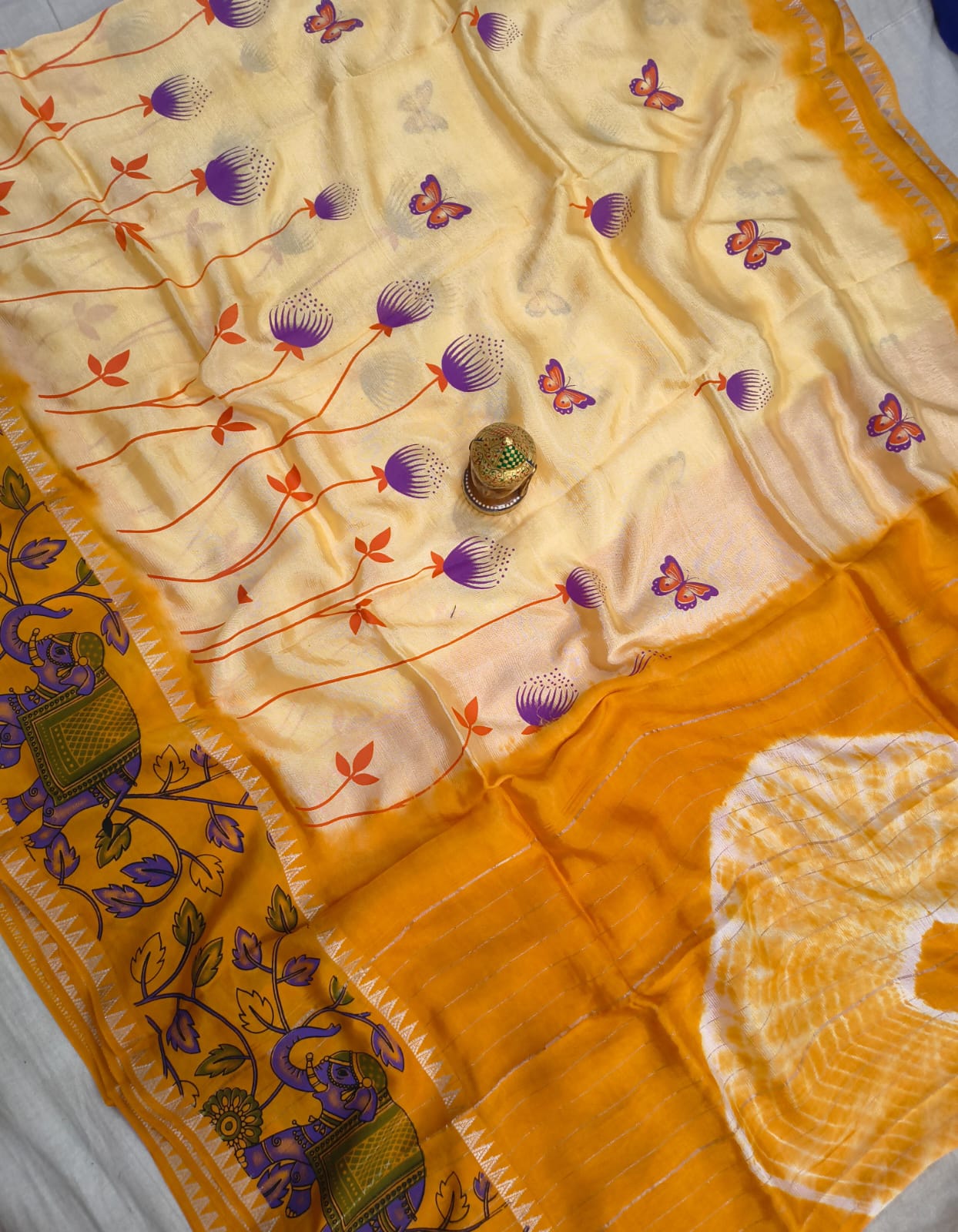 Mangalagiri Cotton Silk Sarees with Dye Print collection