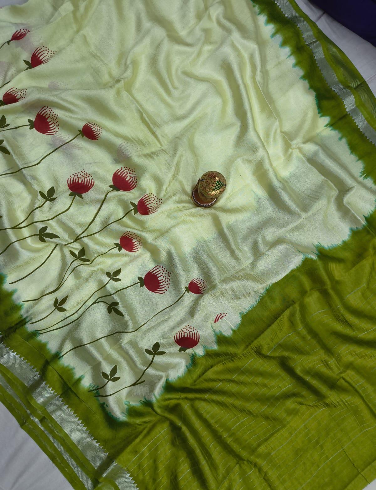 Mangalagiri Cotton Silk Sarees with Dye Print collection