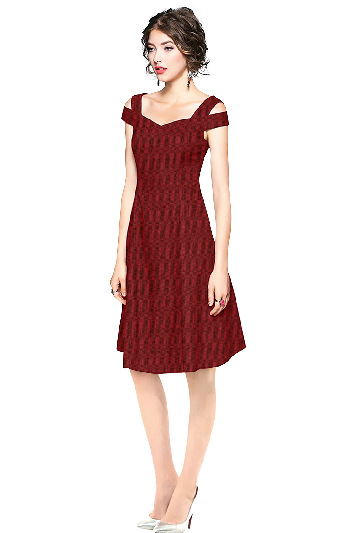 Western Wear Dress Polyster Maroon Solid Np D 202 Maroon