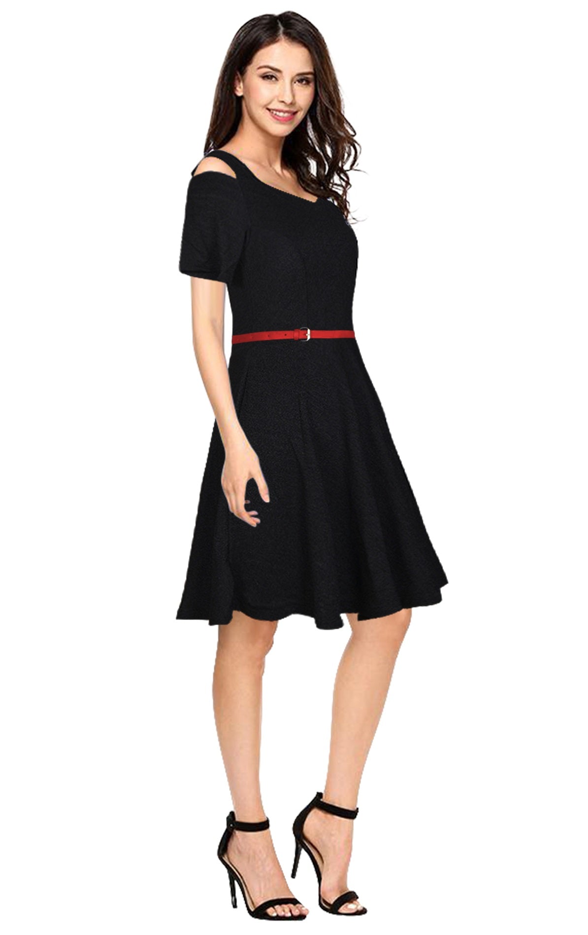Western Wear Dress Polyster Black Solid Np D 61 Black