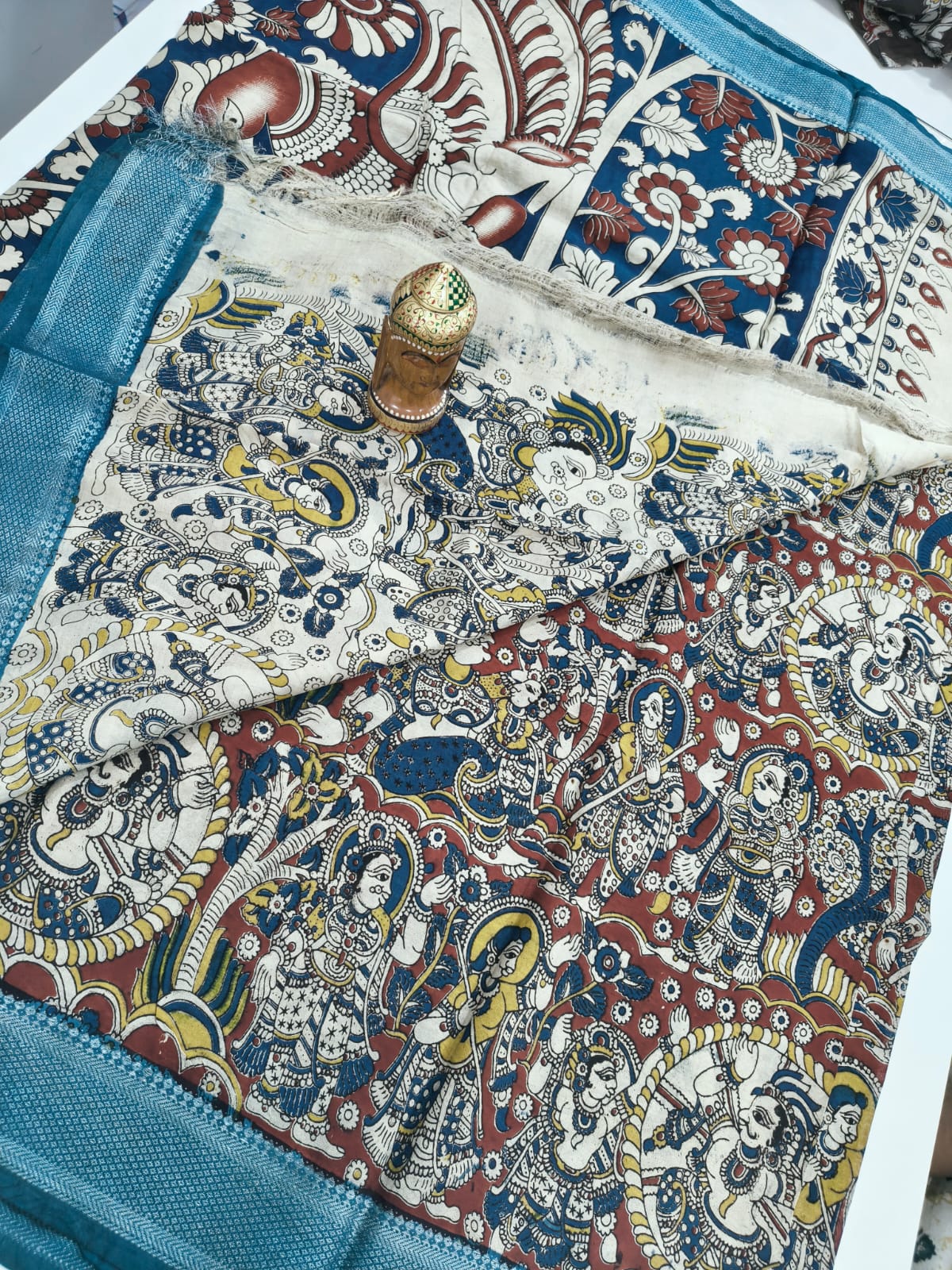 Mangalagiri Kalamkari Sarees with nizam border print