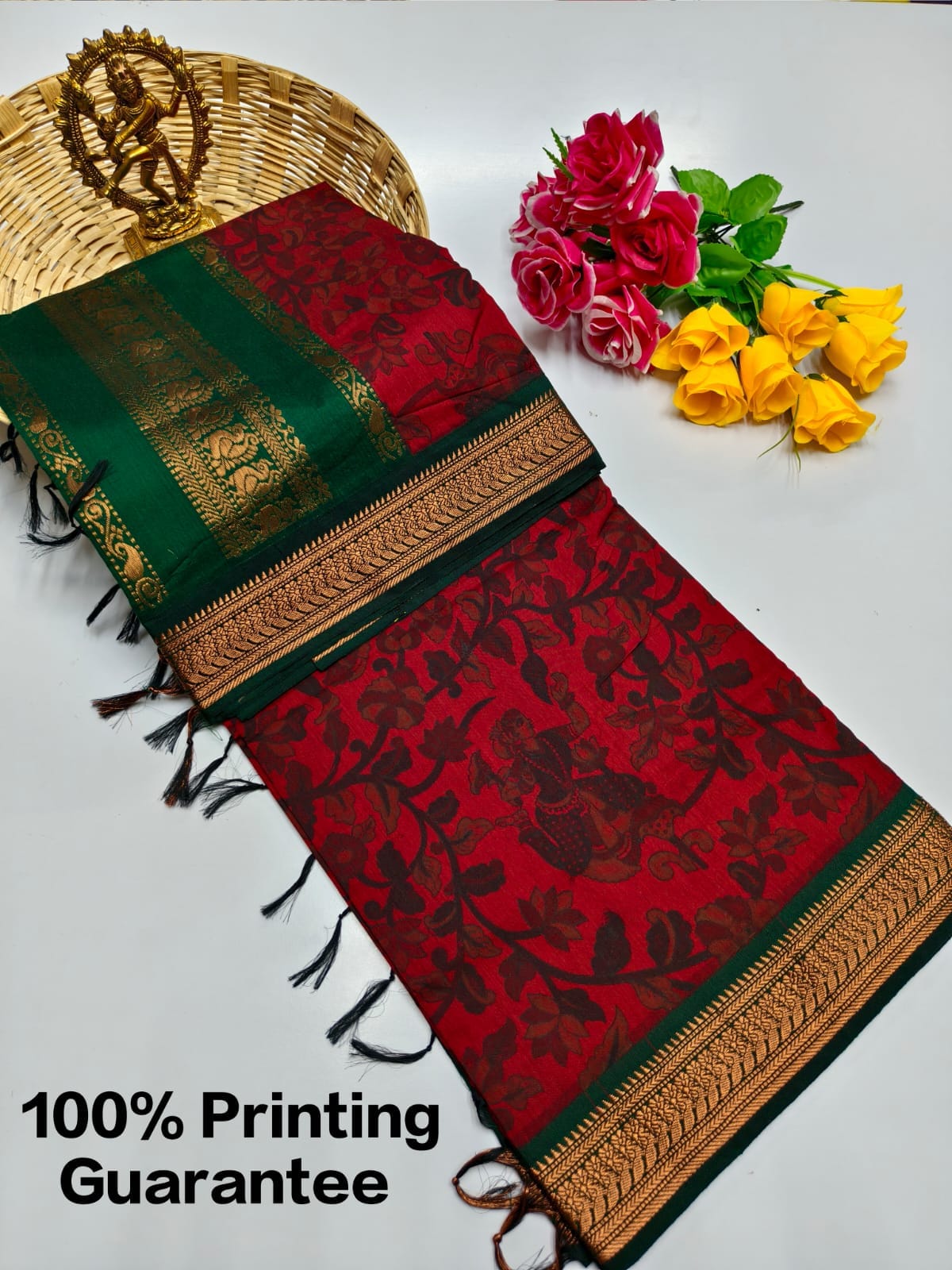 Kalamkari & Art Design Cotton saree