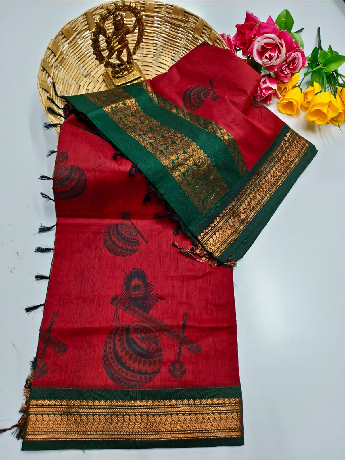 Kalamkari & Art Design Cotton saree