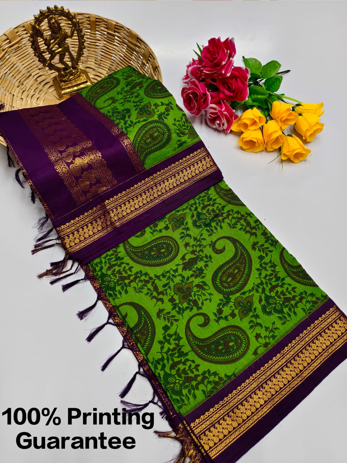 Kalamkari & Art Design Cotton saree