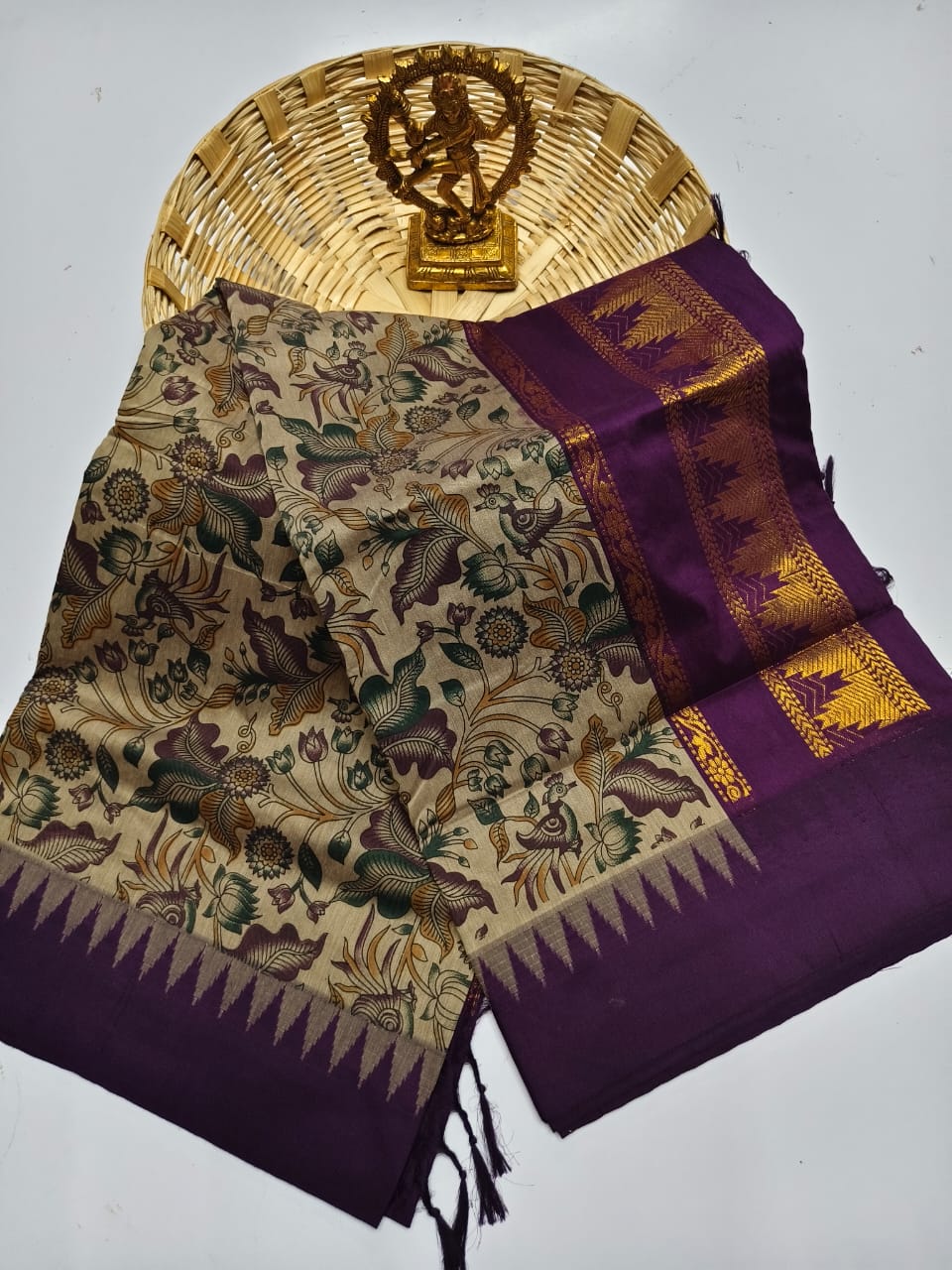 Kalamkari & Art Design Cotton saree