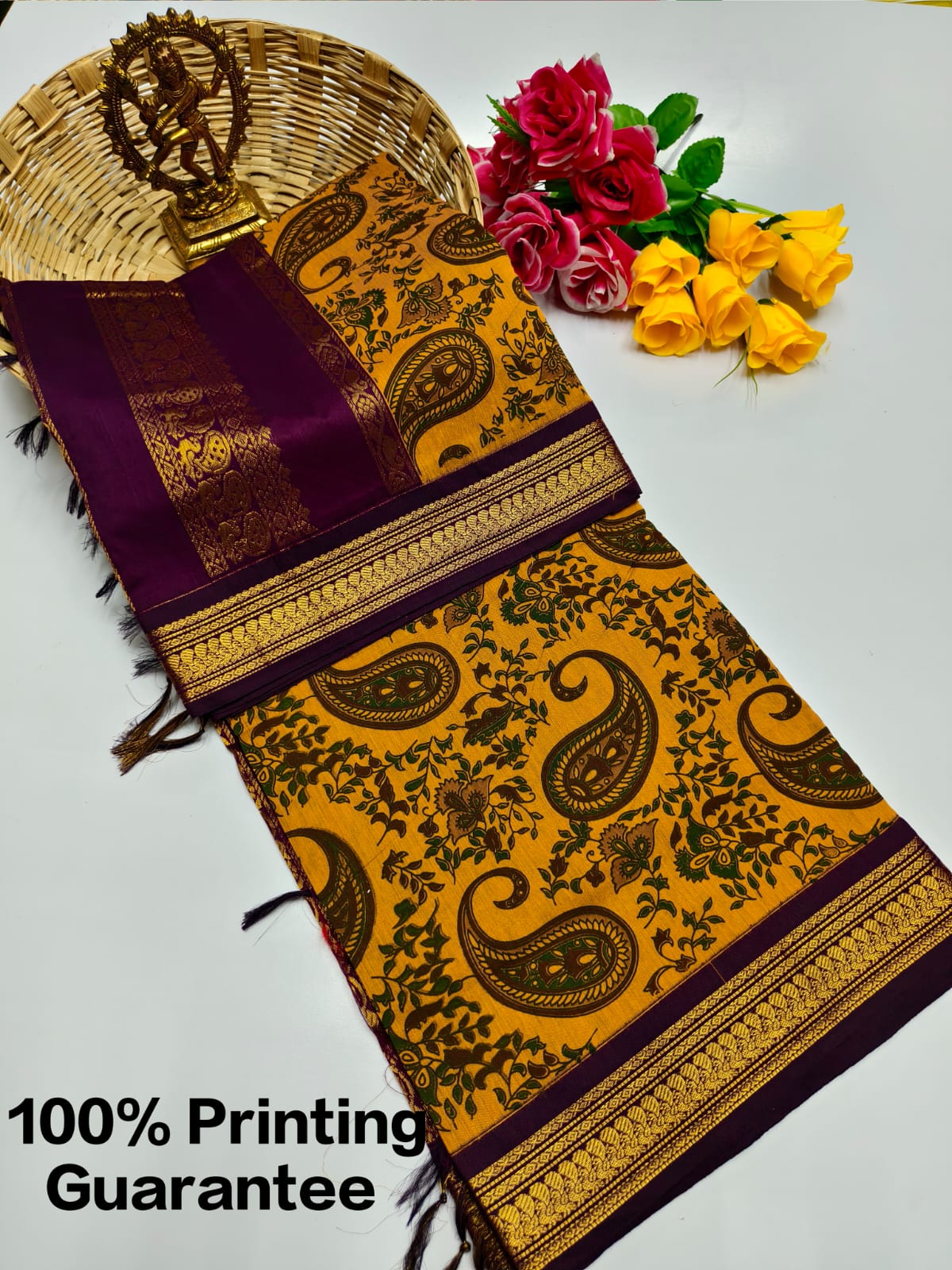 Kalamkari & Art Design Cotton saree