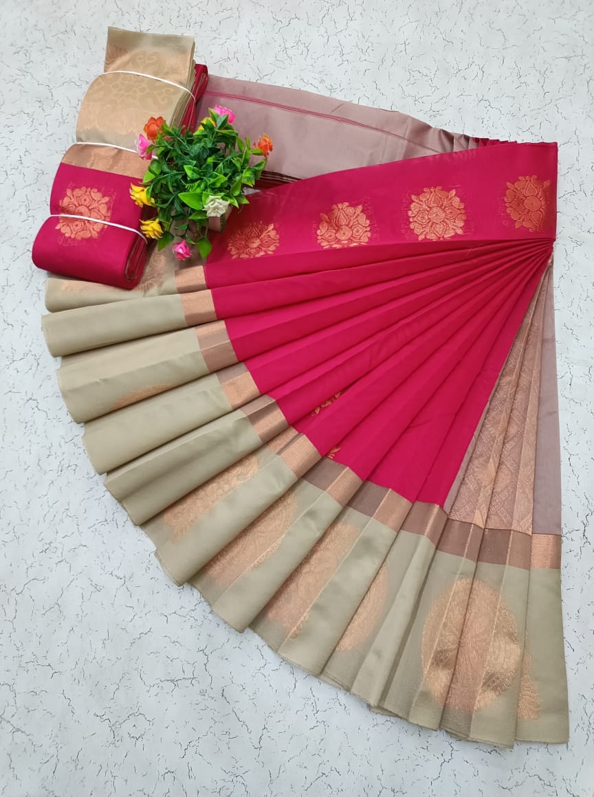 Uppada Kotanji Contrast Border Silk Cotton Sarees