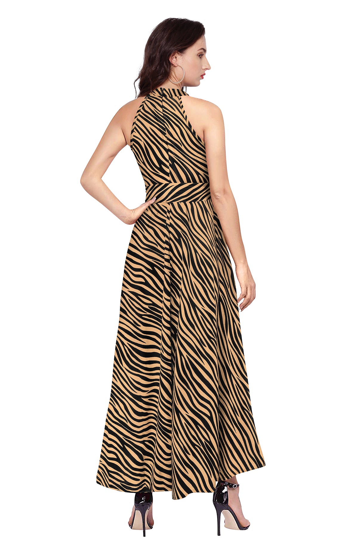Western Wear Dress Polyster Yellow Solid Deltin S47 Zebra Chiku
