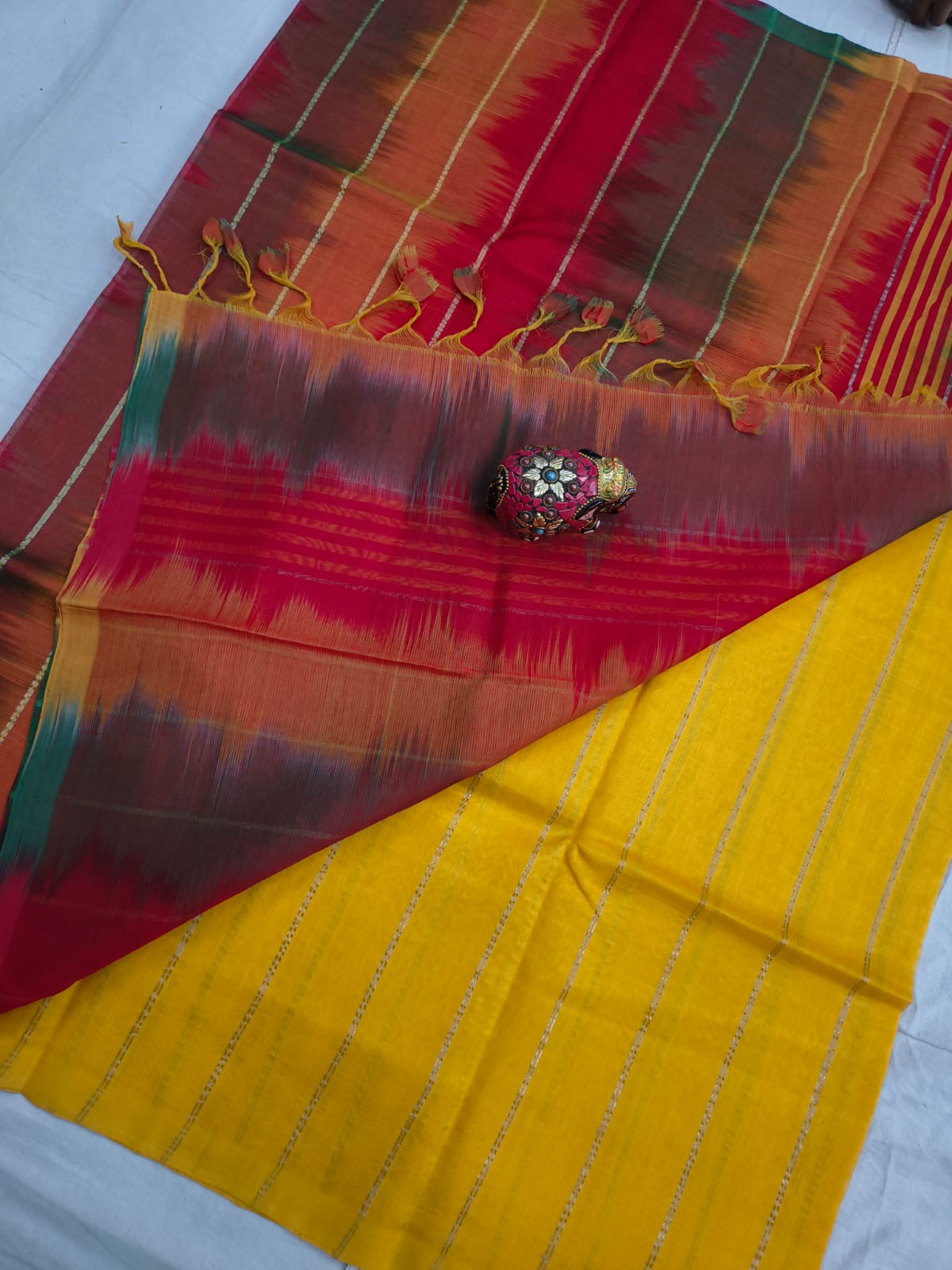 Pure Mangalagiri Handloom pattu sarees with silver jerry lines