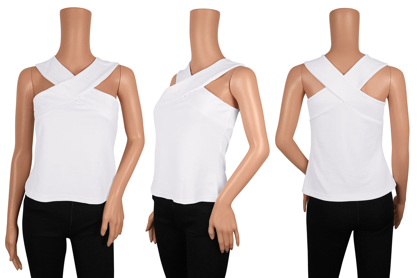 Sleeveless cross neck top
