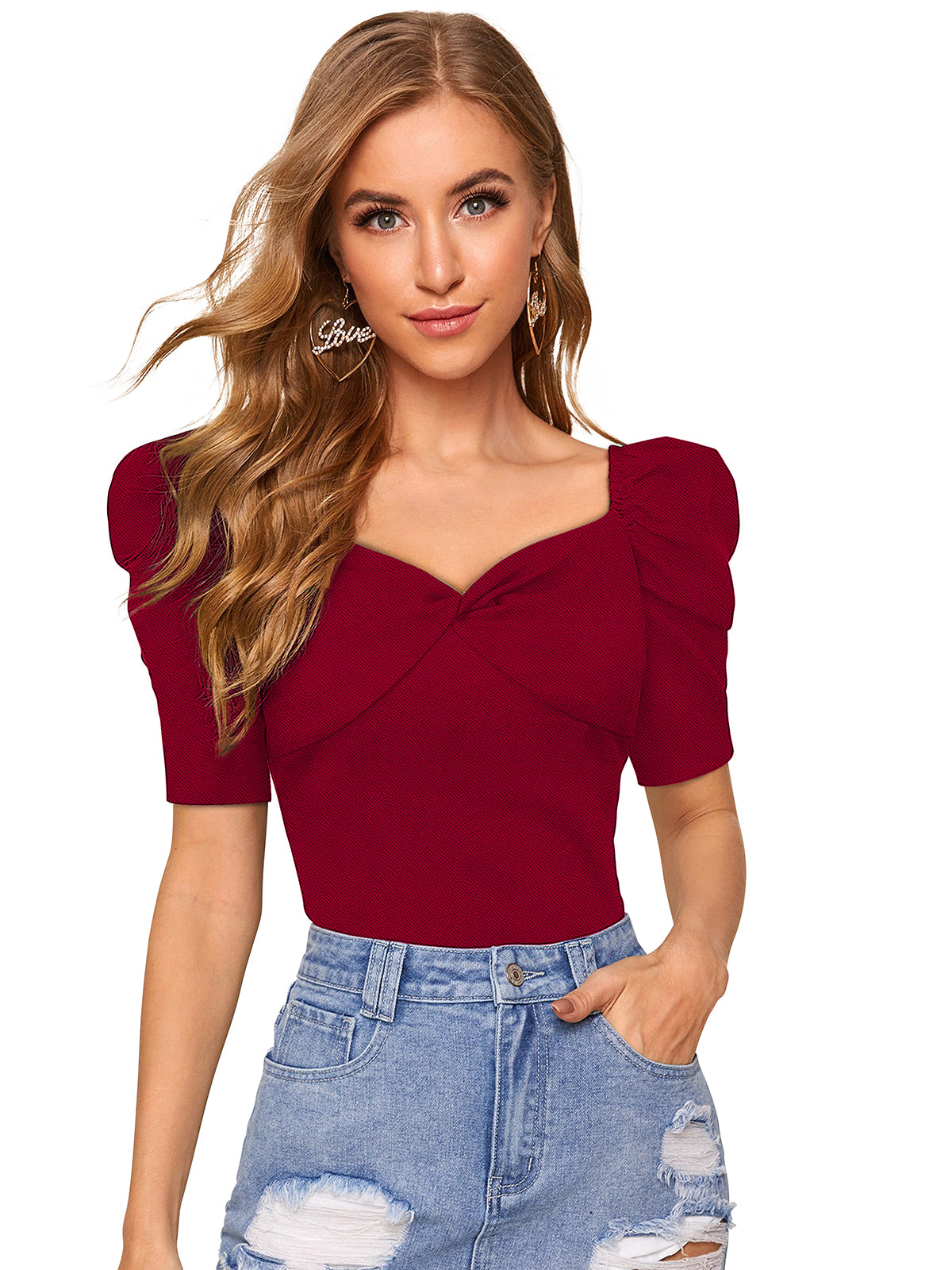 Wester Wear Polyester/ Knitting Tshirt - Maroon Solid