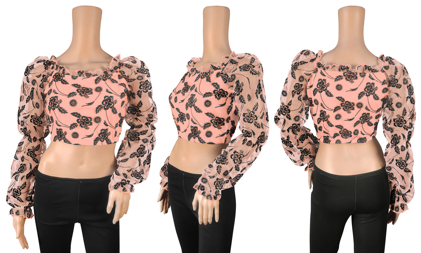 Wester Wear Polyester/ Knitting Tops - Peach Solid
