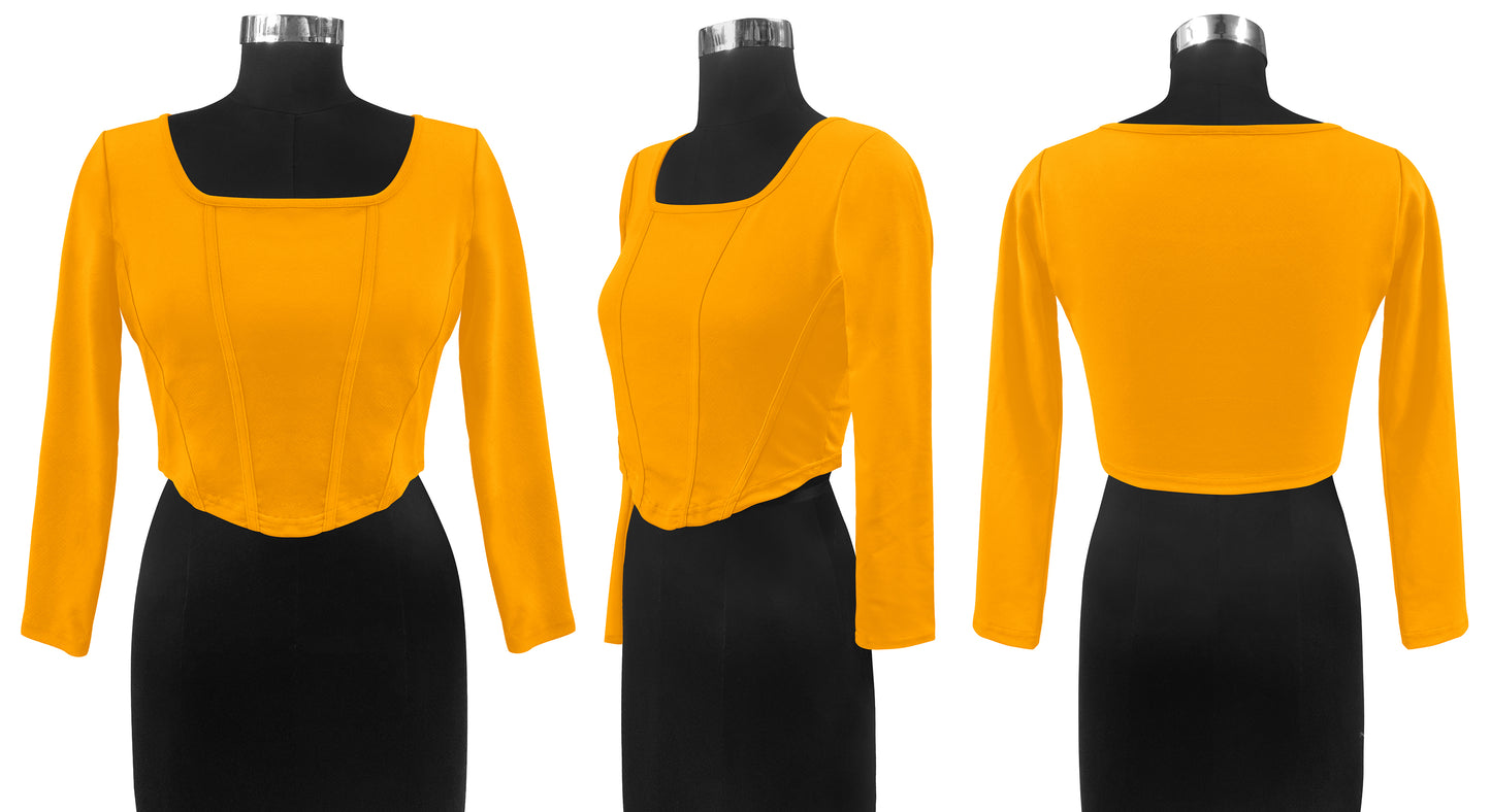 Wester Wear Polyester/ Knitting Tops - Yellow Solid