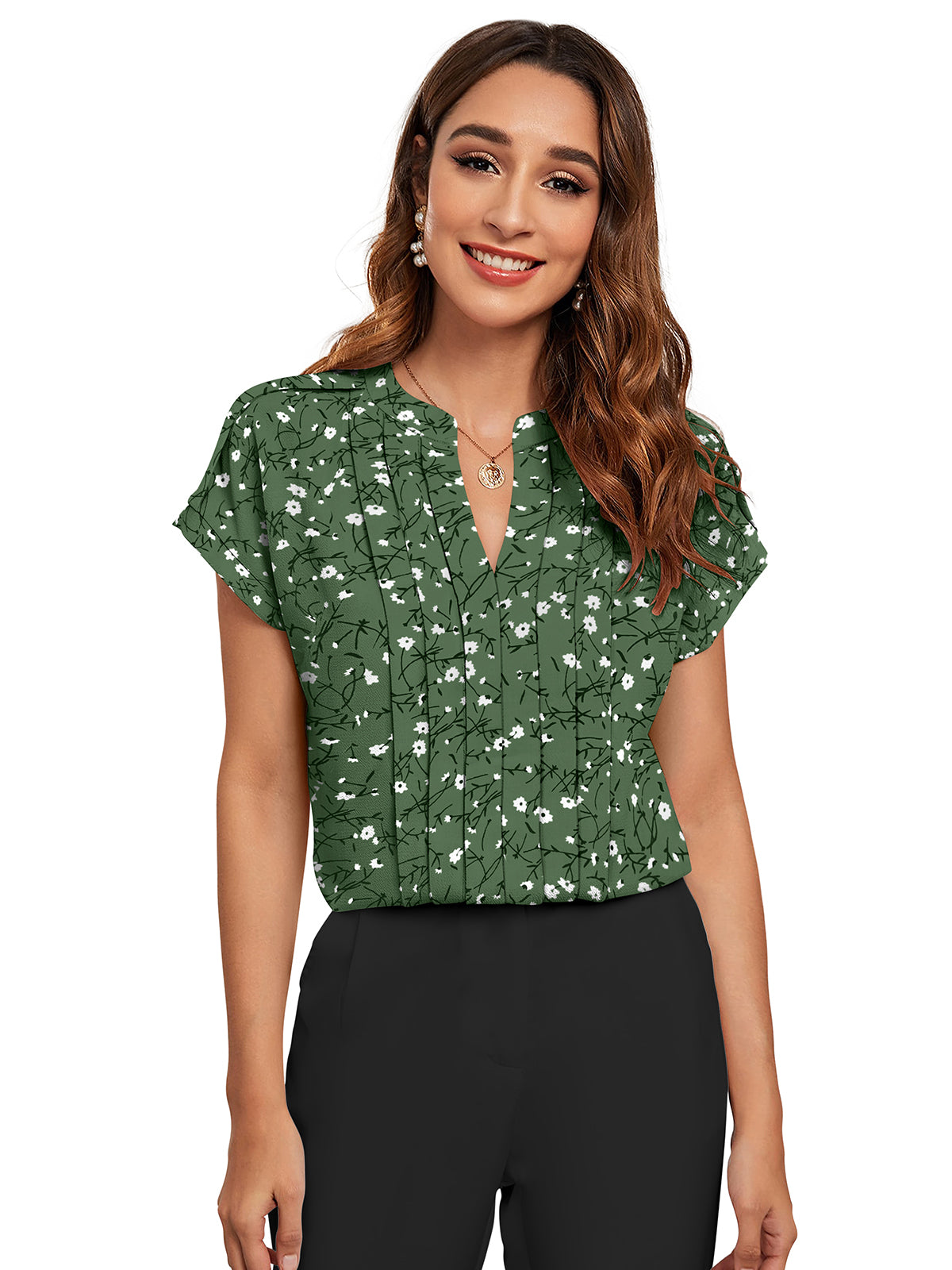 Wester Wear Ruby Blended Cotton Tops - Green Print
