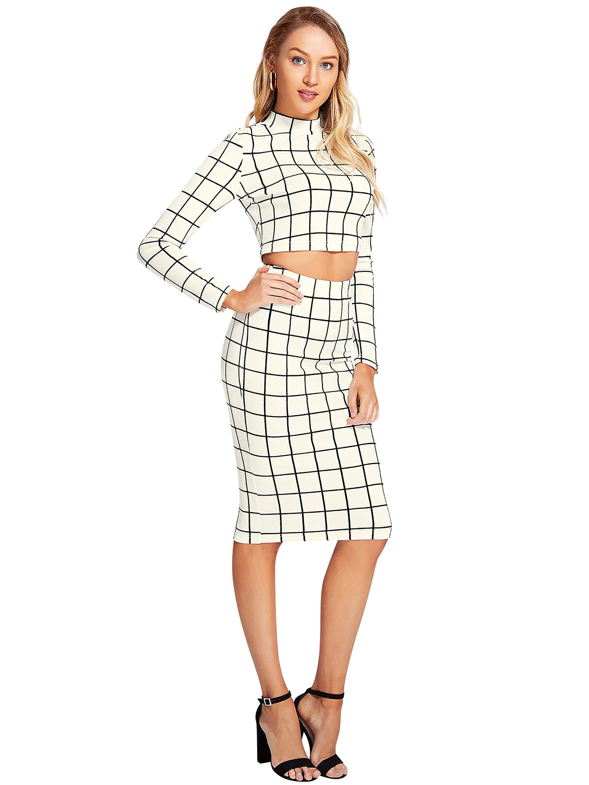 Wester Wear Polyester/ Knitting Pair - White Checkered