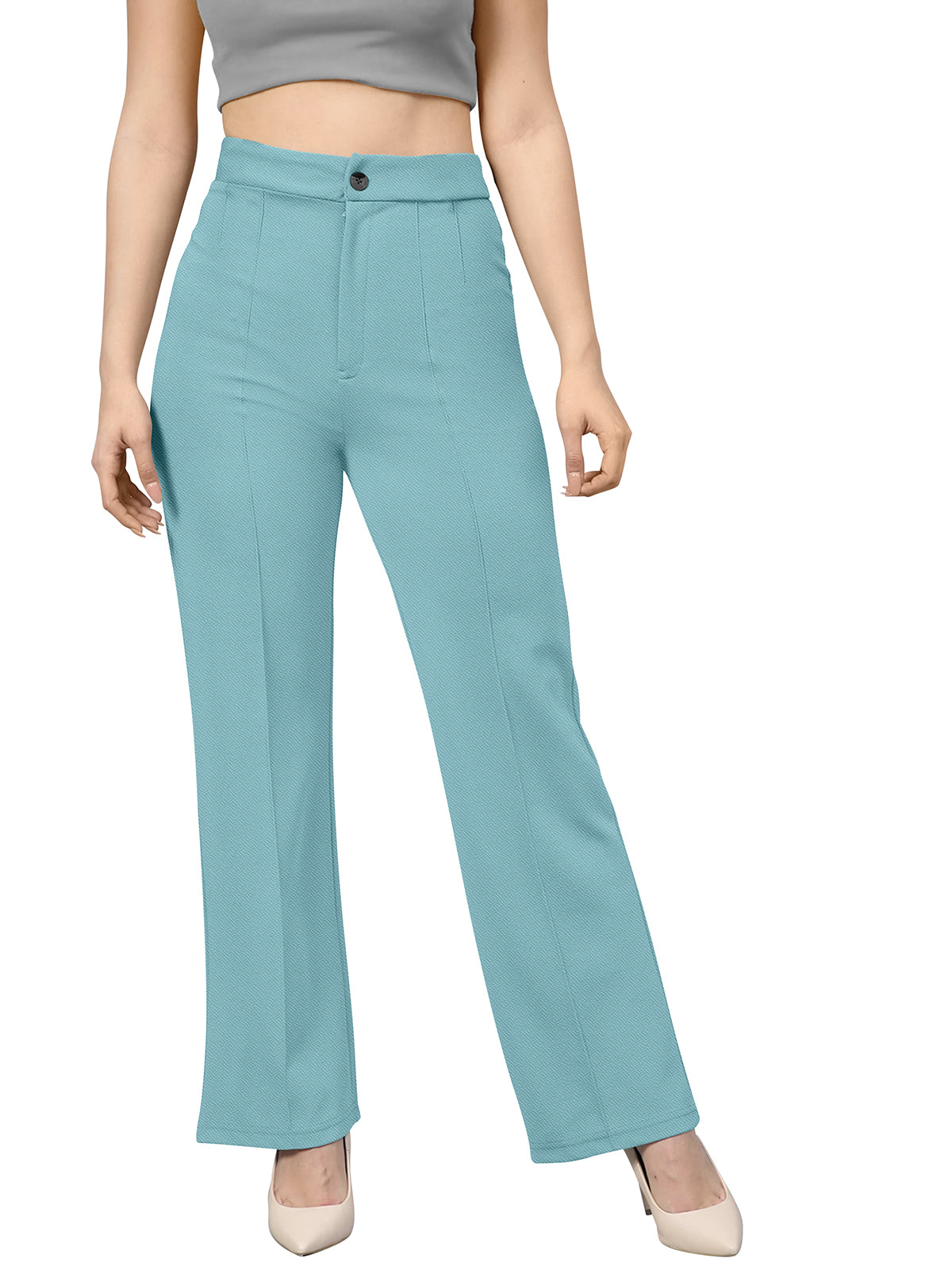 Wester Wear Polyester/ Knitting Pants - Pista / Light Green Solid
