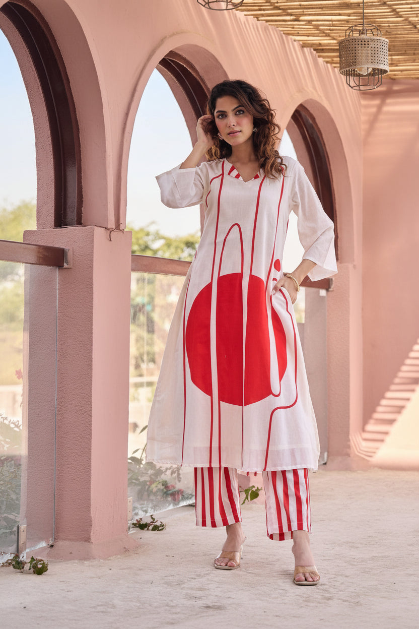 2 piece Straight Kurta sets Mul Cotton