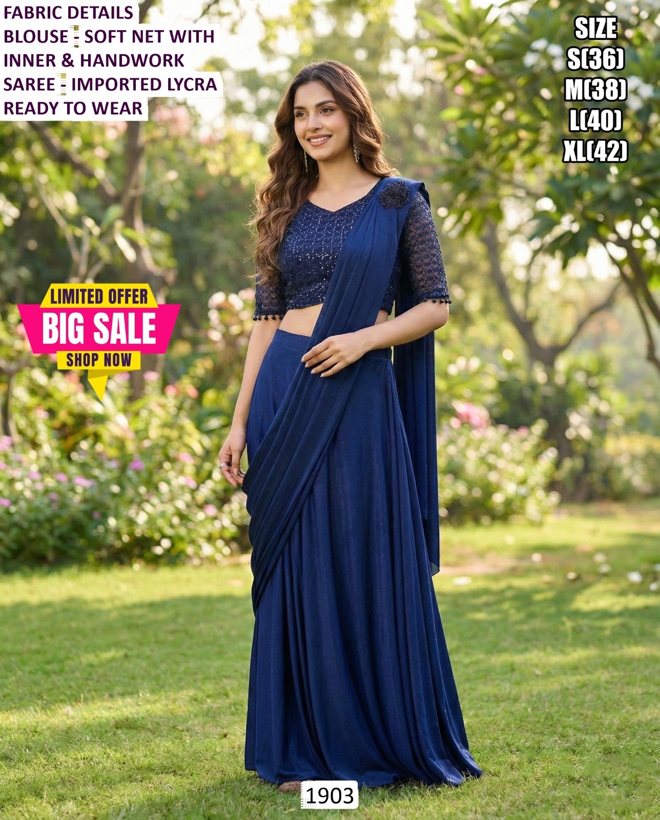 Imported lycra saree set