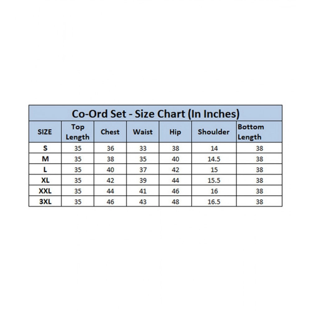 Generic Women's Polyester Lycra Printed Cap Sleeve Co-Ord Set (Multicolor)