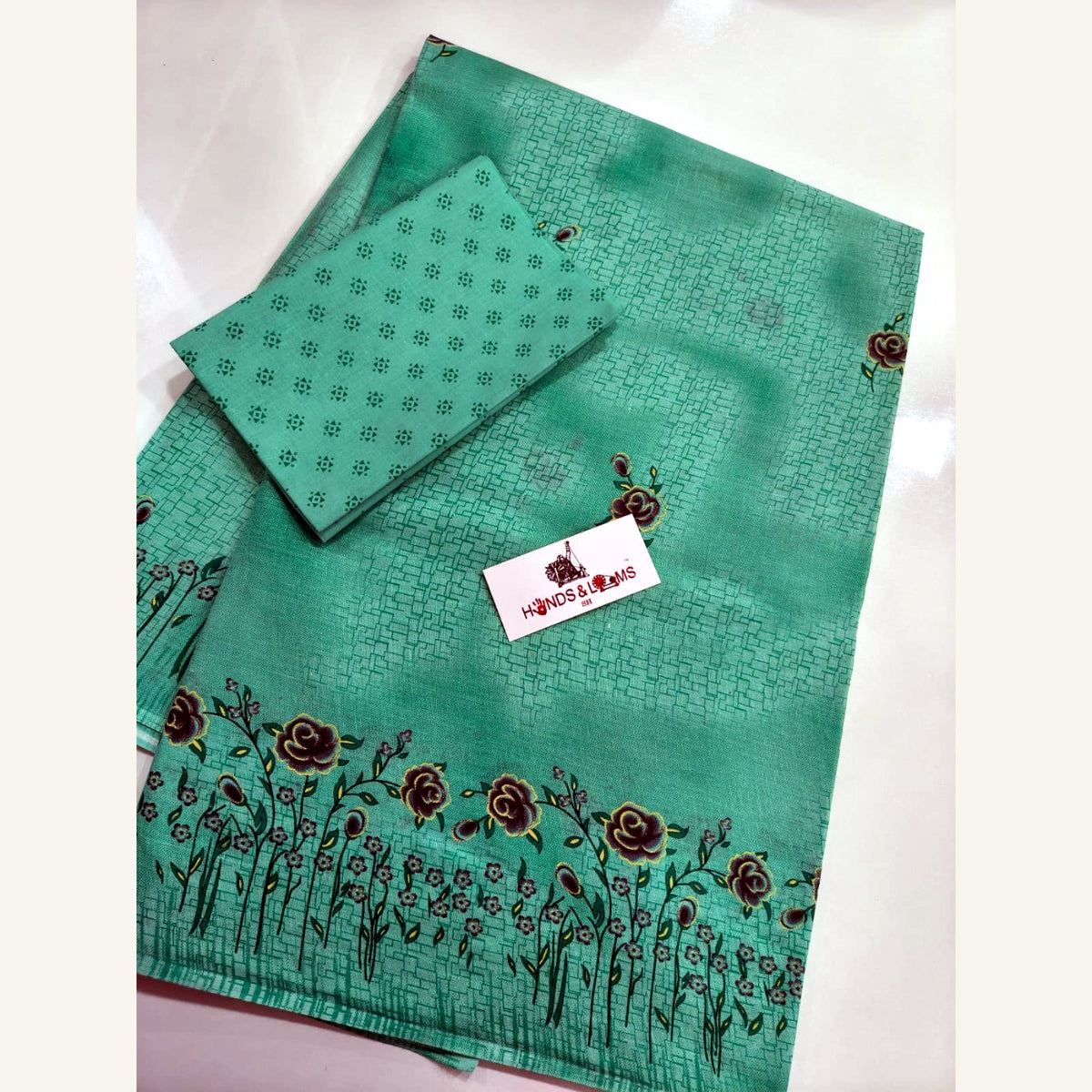 cotton sarees daily wear - Sea Green Printed