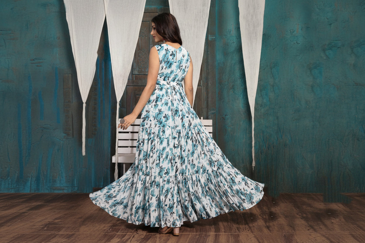 Georgette tiered maxi dress