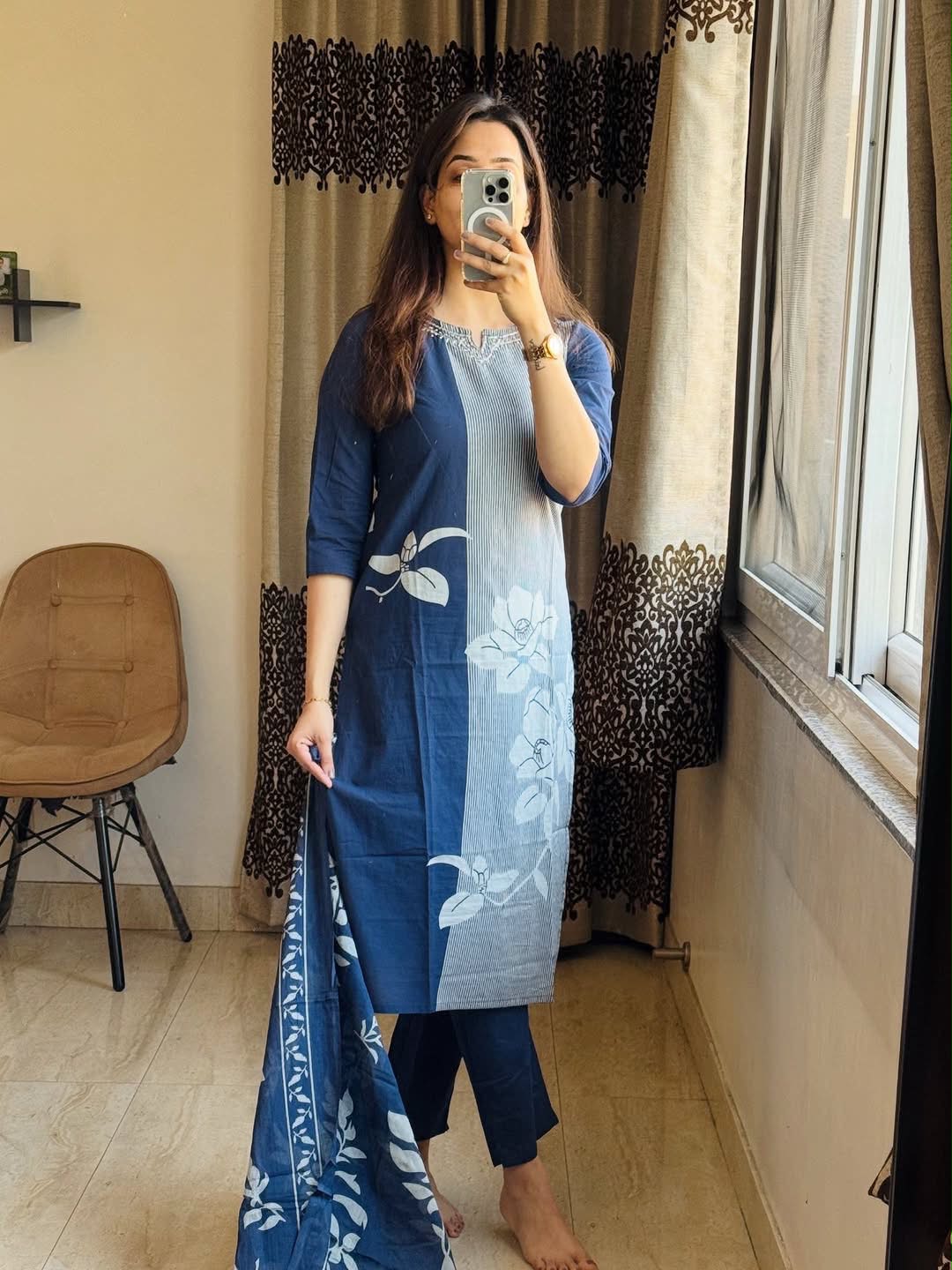 Heavy cotton kurti with simple work
