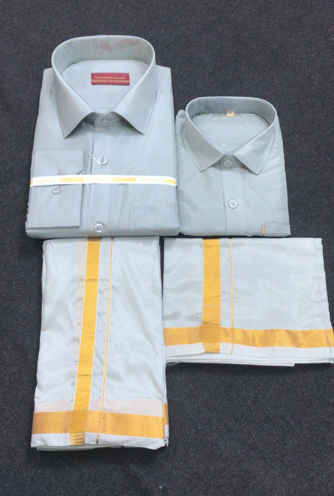 Dad Son Combo - Semi Silk Dhoti Set