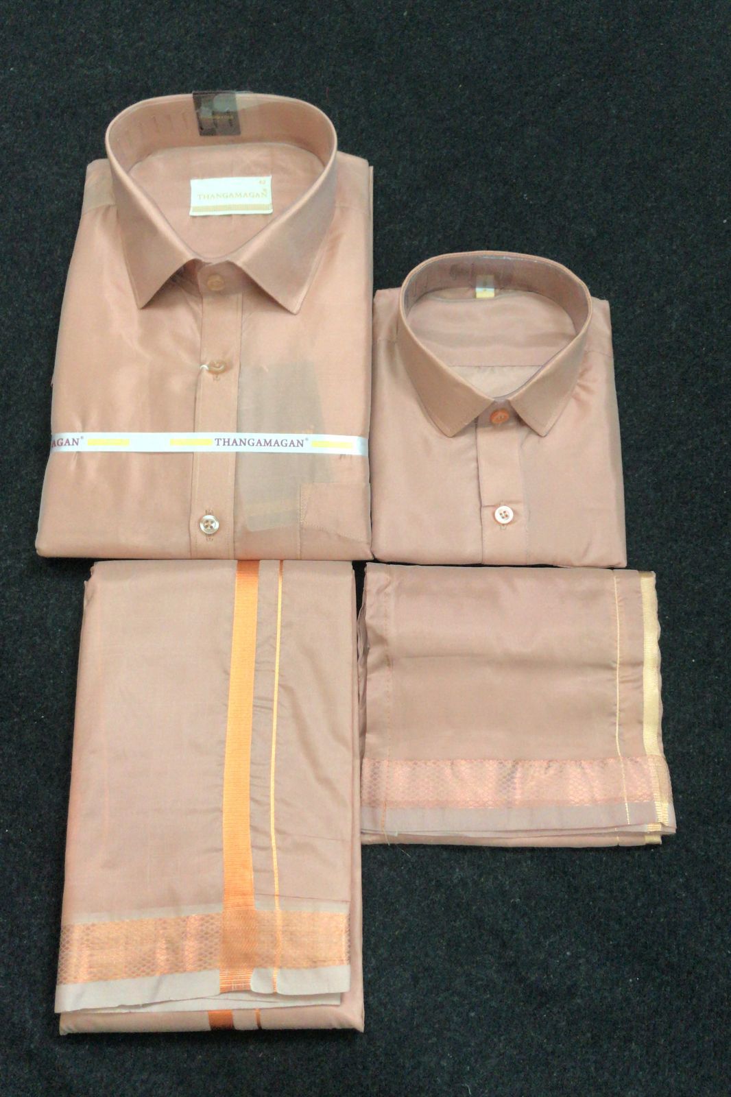 Dad Son Combo - Semi Silk Dhoti Set