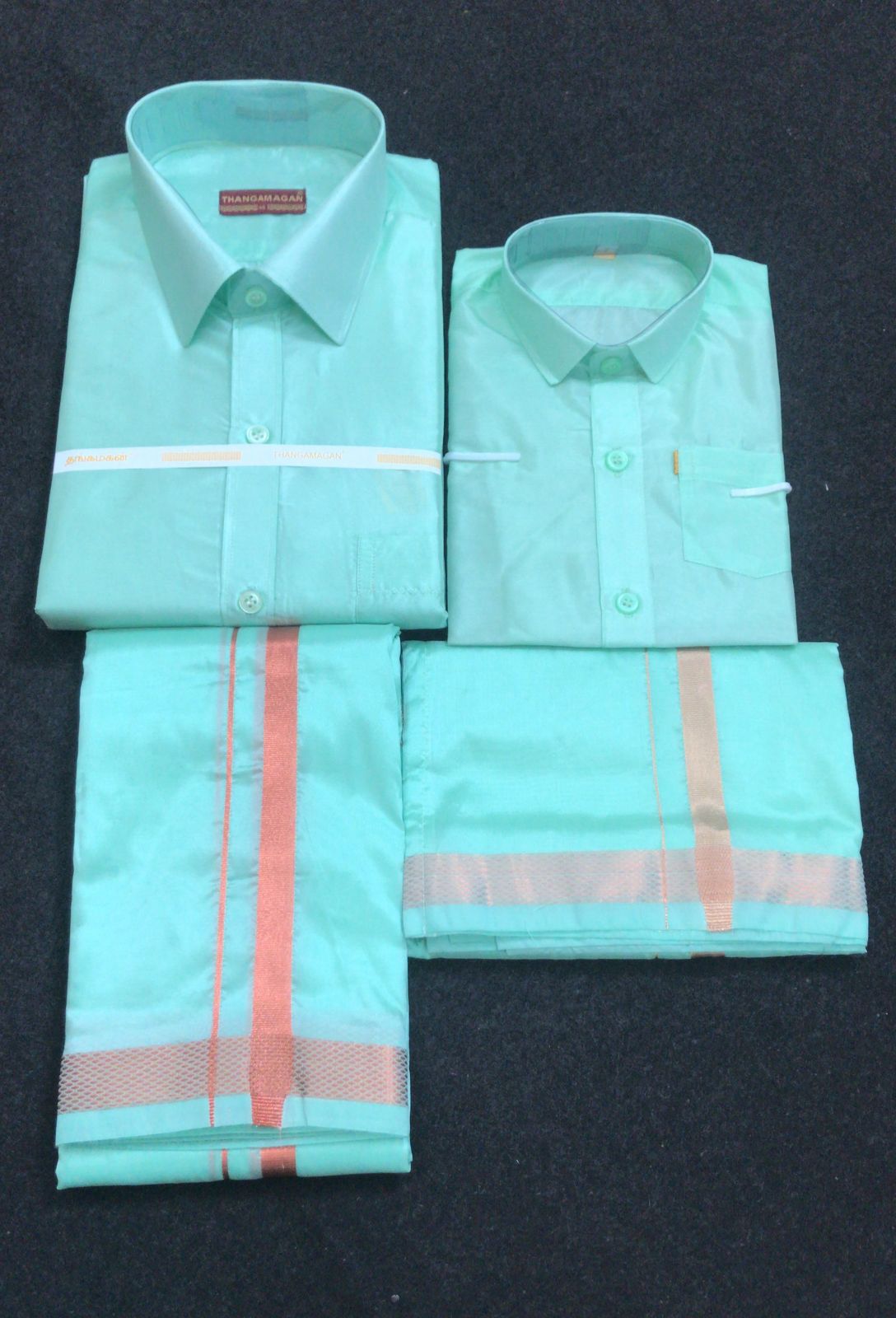 Dad Son Combo - Semi Silk Dhoti Set