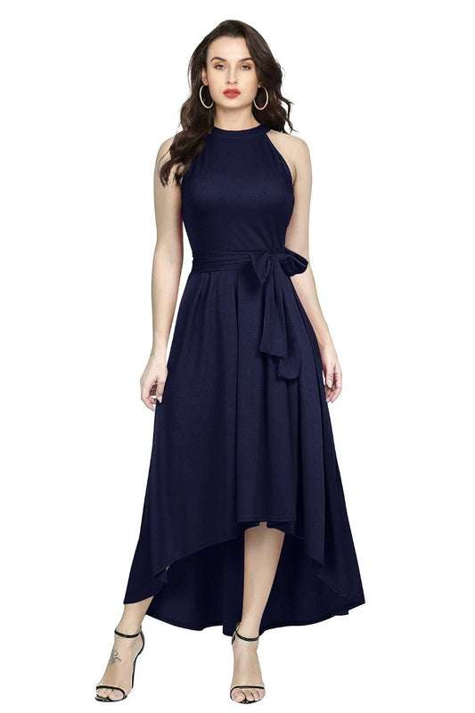 Western Wear Dress Polyster Nevy Blue Solid Deltin S28 Nevy Blue