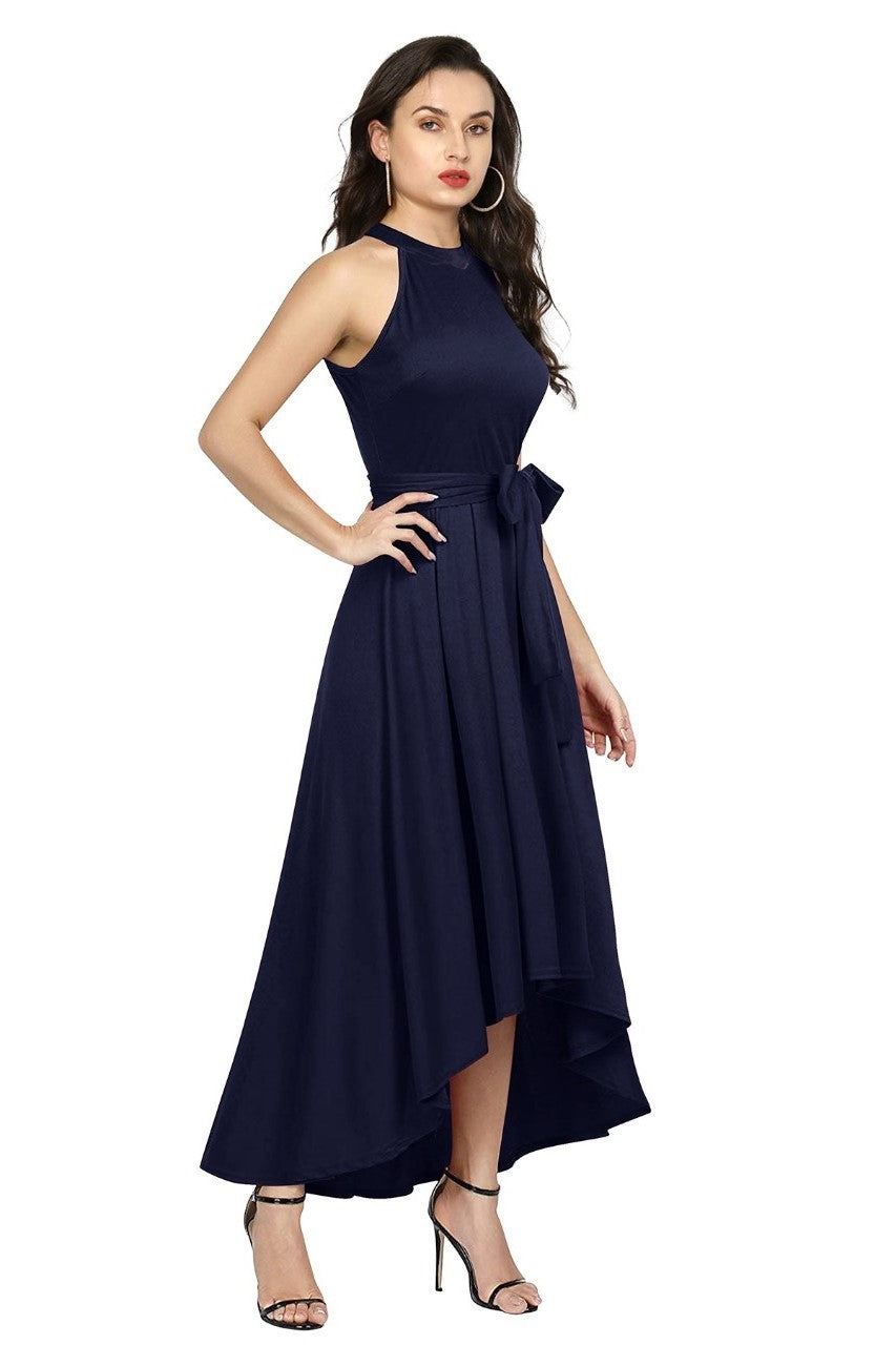 Western Wear Dress Polyster Nevy Blue Solid Deltin S28 Nevy Blue