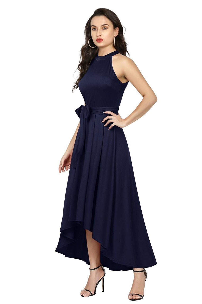 Western Wear Dress Polyster Nevy Blue Solid Deltin S28 Nevy Blue