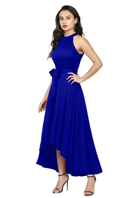 Western Wear Dress Polyster Royal Blue Solid Deltin S23 Royal Blue