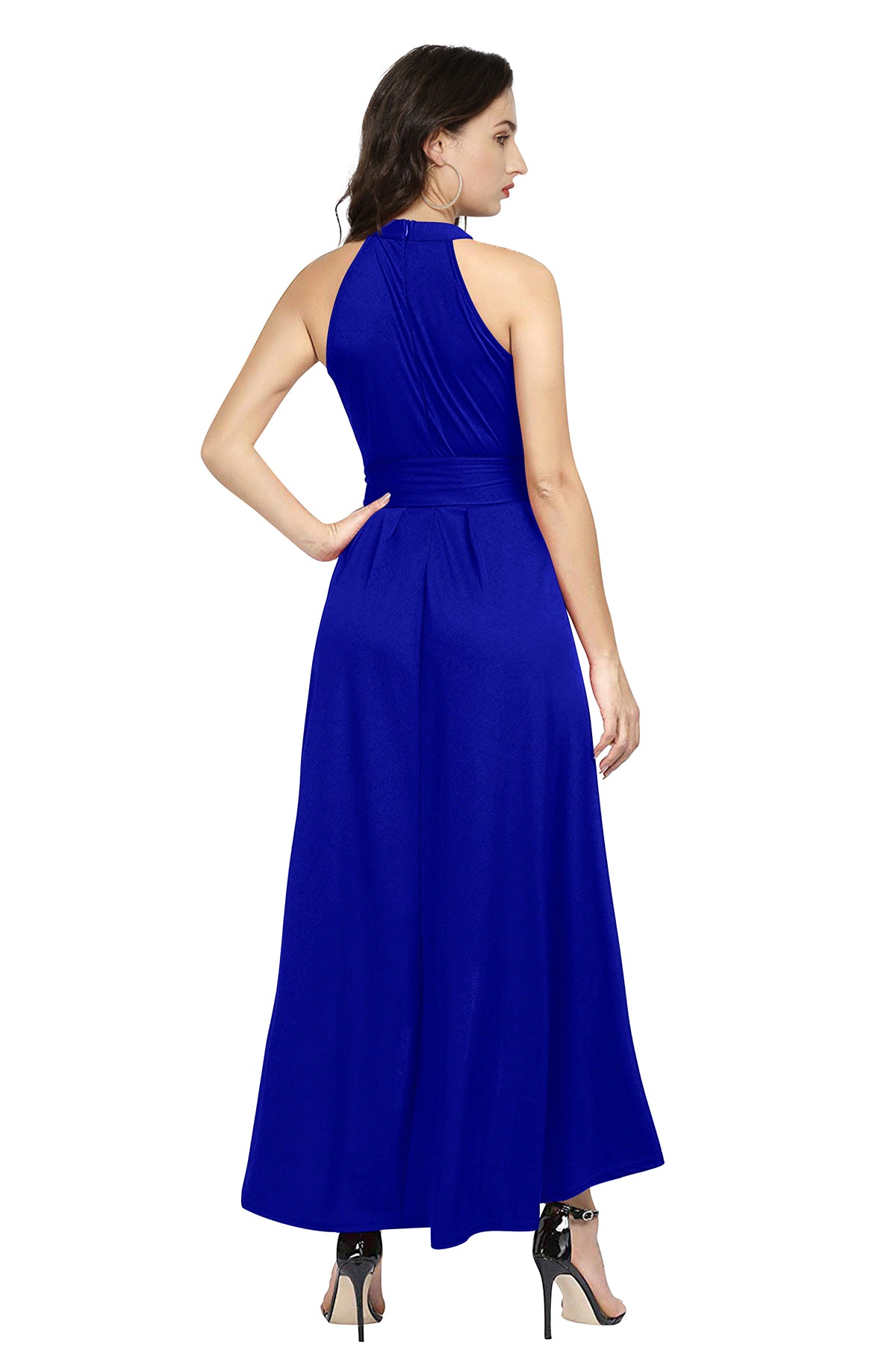 Western Wear Dress Polyster Royal Blue Solid Deltin S23 Royal Blue