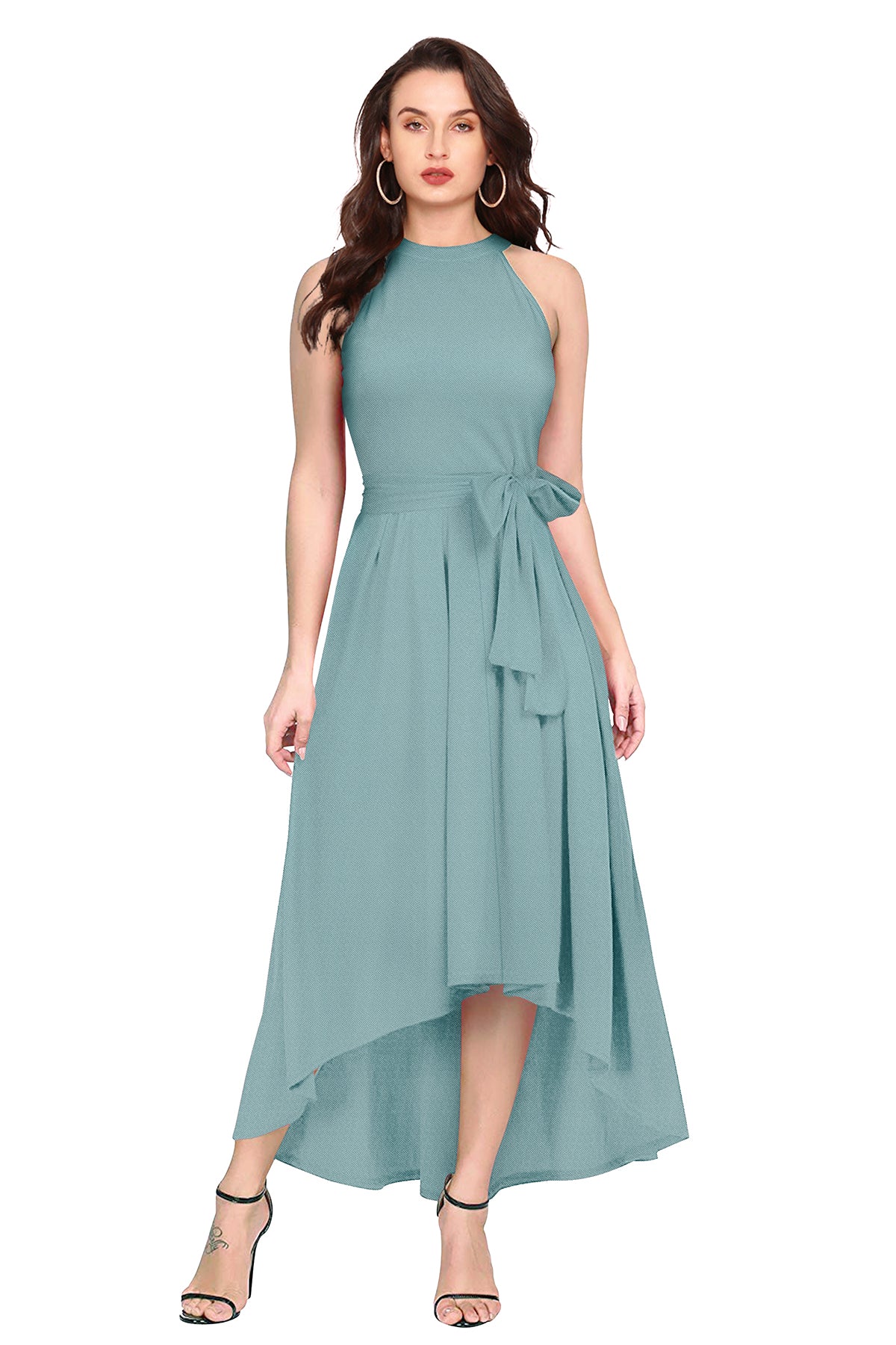 Western Wear Dress Polyster Pista Solid Deltin S29 Pista