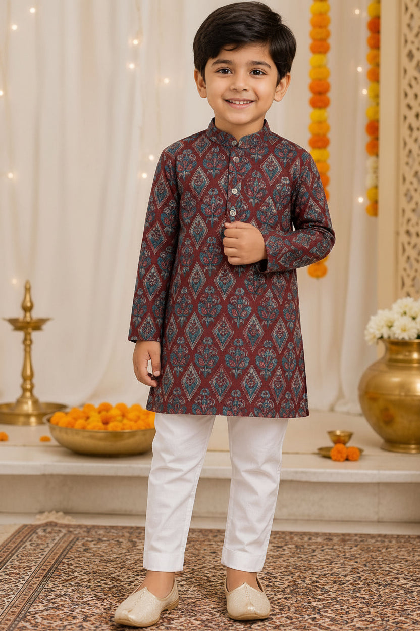 Festive wear ethnic Soft Cotton Kurta collection for kids