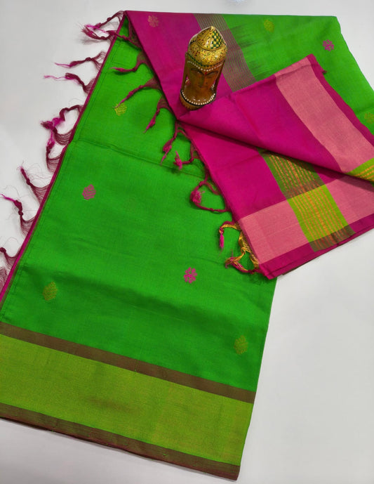 Mangalagiri Handloom Pattu Sarees with pochampally border and Small butta collection
