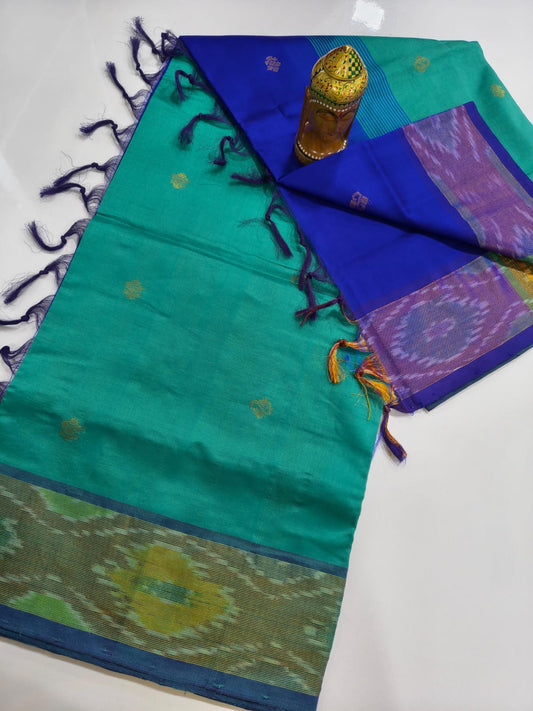 Mangalagiri Handloom Pattu Sarees with pochampally border and Small butta collection