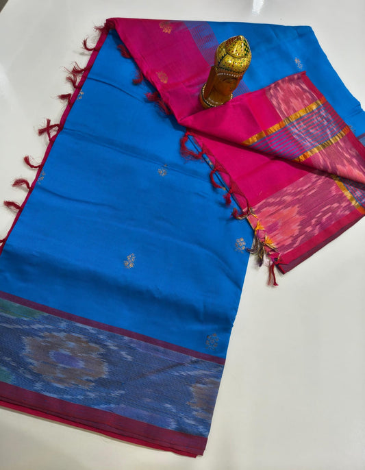 Mangalagiri Handloom Pattu Sarees with pochampally border and Small butta collection