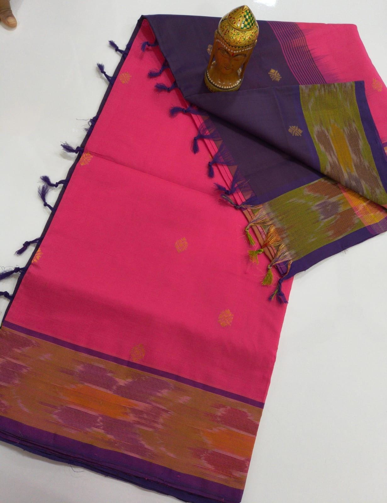 Mangalagiri Handloom Pattu Sarees with pochampally border and Small butta collection