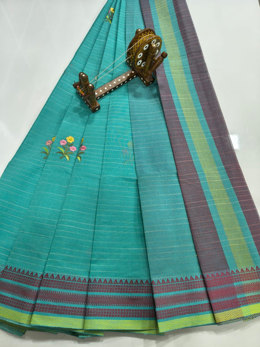 Mangalagiri Cotton Sarees with Embroidery work design collection