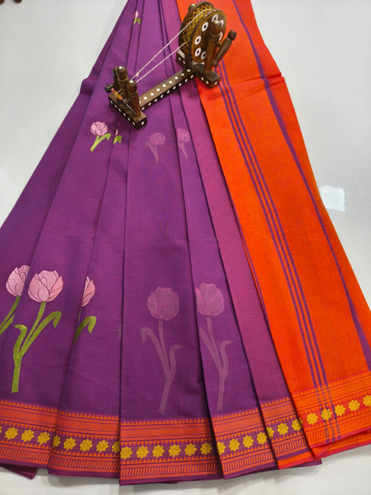 Mangalagiri Cotton Sarees with Embroidery work design collection