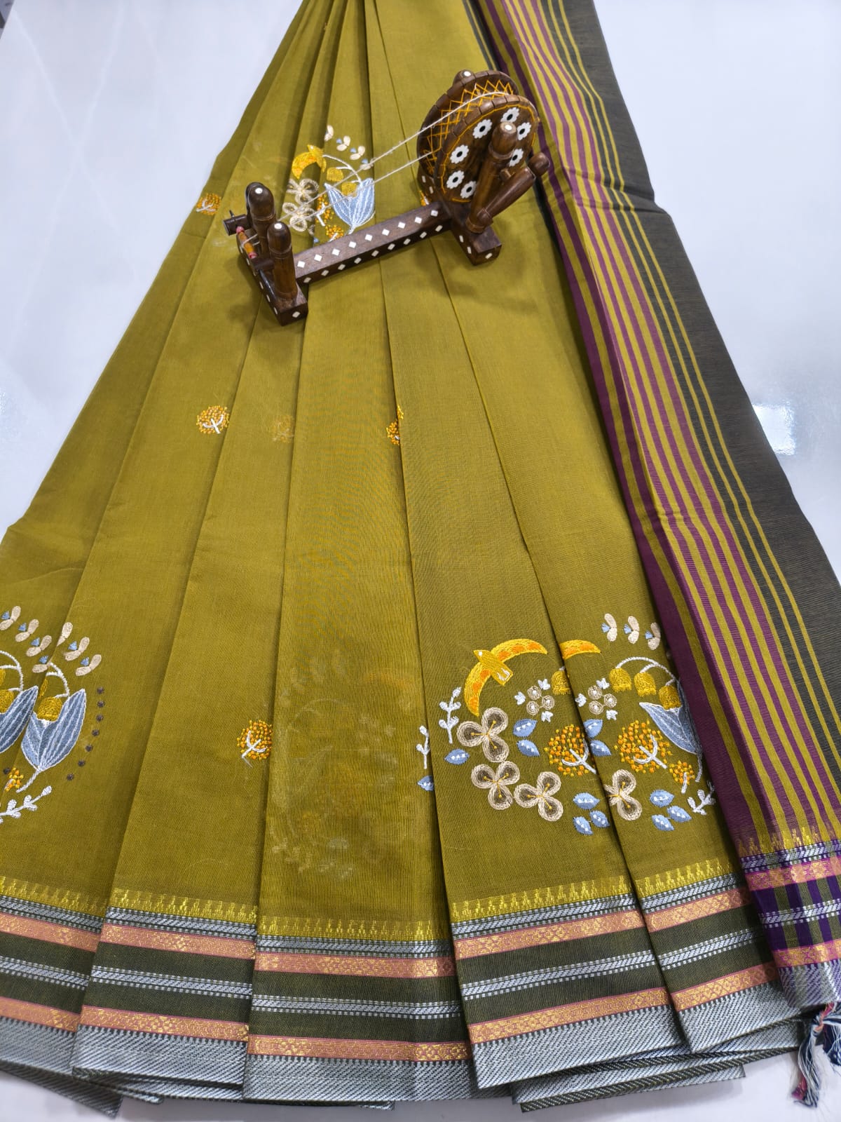 Mangalagiri Cotton Sarees with Embroidery work design collection