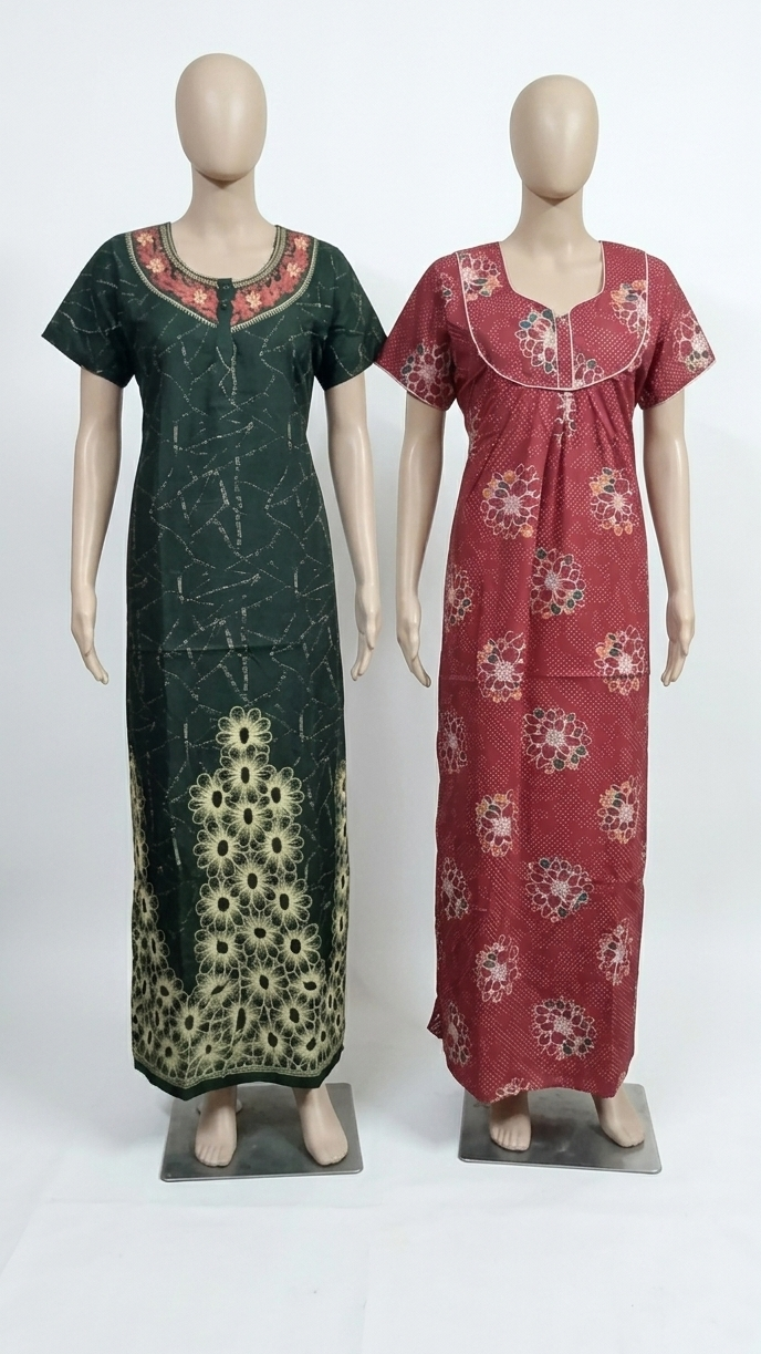 Printed Cotton Nightdress (Pack of 2)