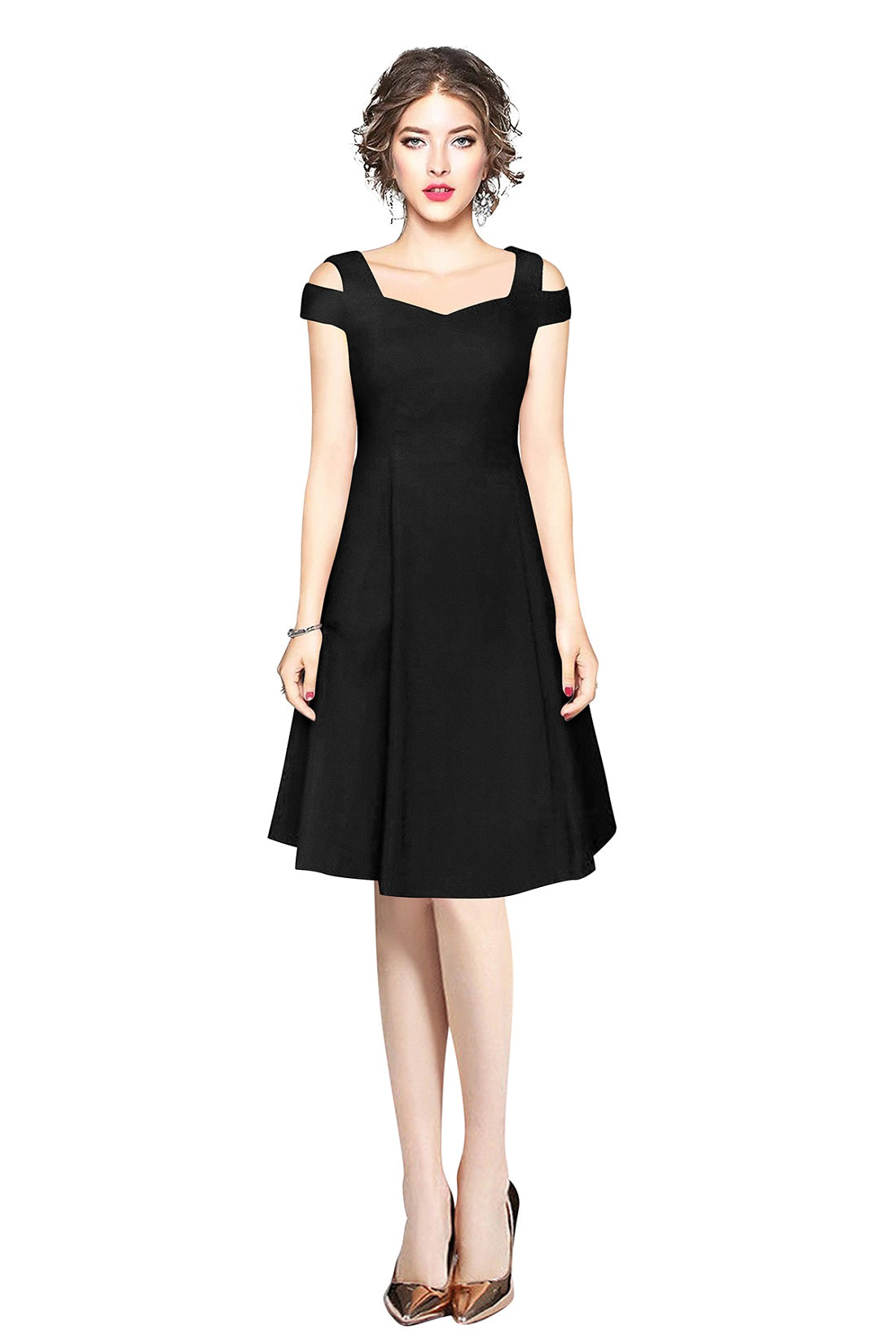 Western Wear Dress Polyster Black Solid Np D 201 Black