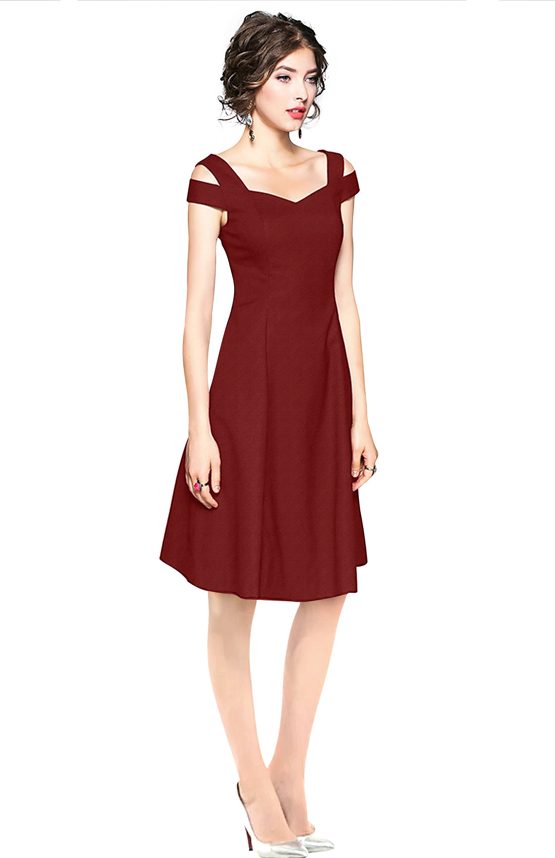 Western Wear Dress Polyster Maroon Solid Np D 202 Maroon